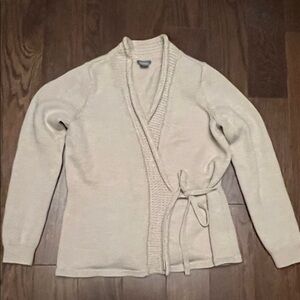 Ann Taylor Wool Cream Wrap Sweater